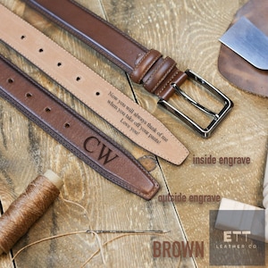 Handmade Personalized Belt - Father&#39;s Day Gift - Anniversary Gift -Custom belt - Valentine&#39;s day gift - Genuine Leather - Gift for Boyfriend