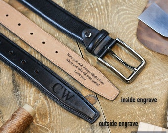 Handmade Personalized Belt - Father's Day Gift - Anniversary Gift -Custom belt - Valentine's day gift - Genuine Leather - Gift for Boyfriend