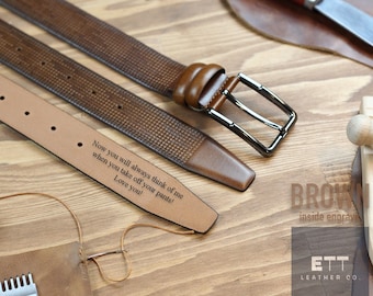 Handmade Personalized Belt - Anniversary Gift - Engraved Leather Belt - Grooms Men Gift - Genuine Leather - Gift for Boyfriend
