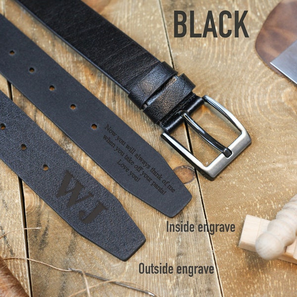 Ceinture personnalisée faite à la main - Cadeau d'anniversaire - Ceinture en cuir gravée - Cadeau de la Saint-Valentin - Cuir véritable - Cadeau pour petit ami