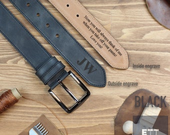 Ceinture personnalisée faite à la main - Cadeau d’anniversaire - Ceinture en cuir gravé - Cadeau de la Saint-Valentin - Cuir authentique - Cadeau pour petit ami