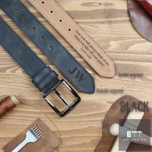 Personalisierter Ledergürtel für Herren, Graviertes Geschenk für ihn, Gürtel zum Jahrestag, Geschenk für Männer, Echtes Leder, Gravur Gürtel