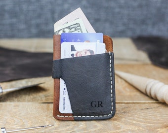 Porte-cartes en cuir personnalisé fait main, portefeuille en cuir personnalisé, cadeau pour petit ami, étui pour cartes mince, cadeau d'anniversaire