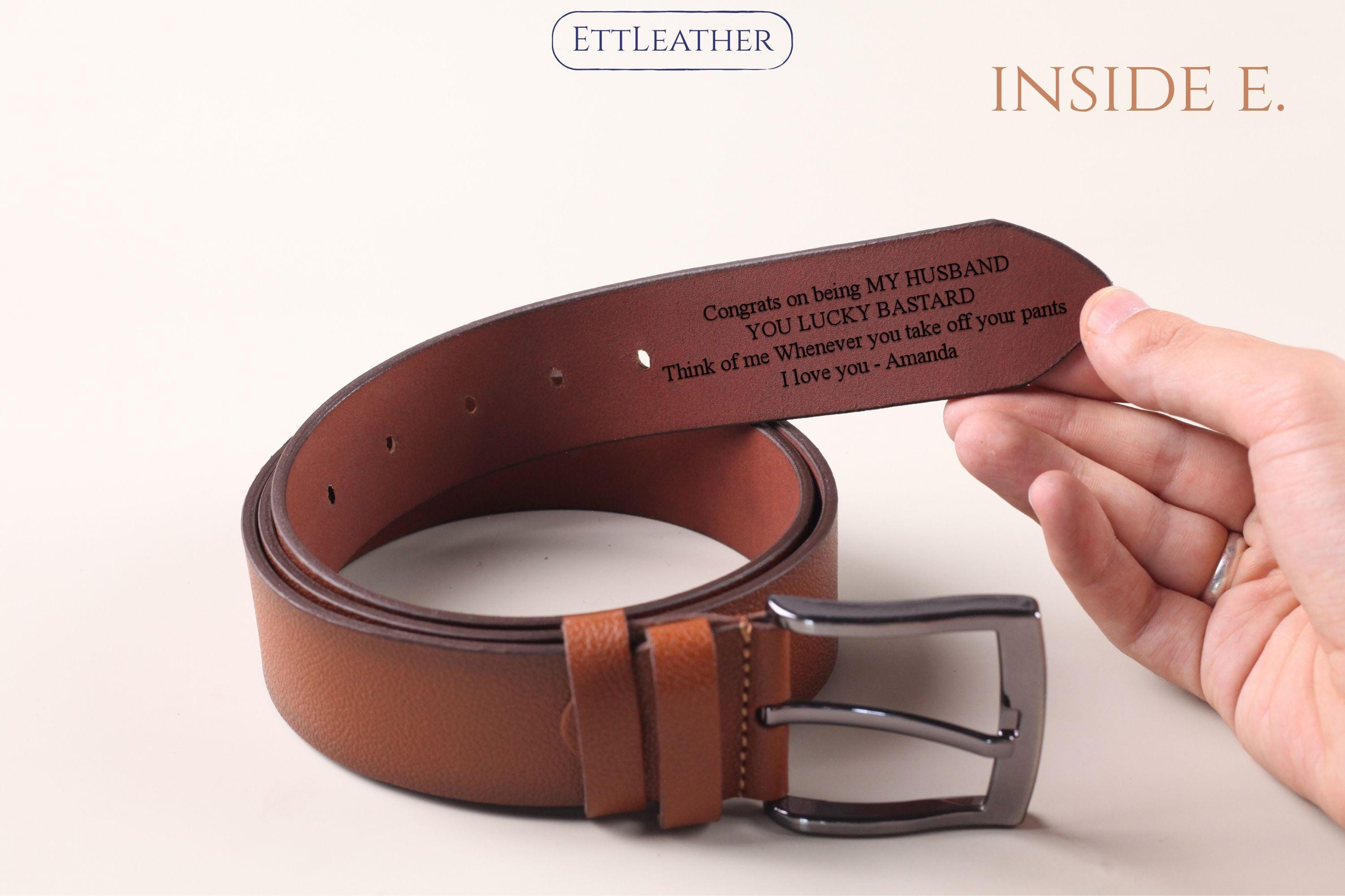 Personalized Leather Belt for Men – Classic Genuine Leather Belt with Custom Name – Brown, Black, Tan, Navy Gift for Him, Anniversary gift