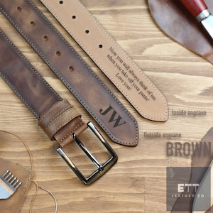 Personalized Leather Belt for Men – Engraved Gift for Him, Custom Anniversary Belt, Gift for Him, Genuine Leather, Engraved Leather Belt