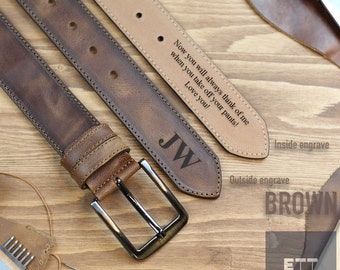 Personalized Leather Belt for Men – Engraved Gift for Him, Custom Anniversary Belt, Gift for Him, Genuine Leather, Engraved Leather Belt