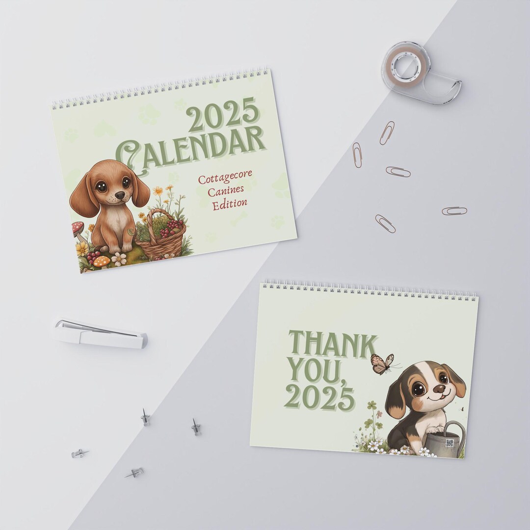 2025 Wall Calendar Cottagecore Canines Edition - Etsy