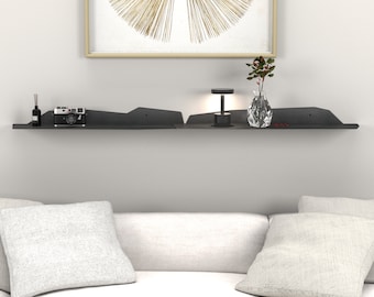 Estantería flotante / Estantes metálicos contemporáneos / Estante de pared industrial / Conjunto de 2 estantes / Estante flotante estrecho / Estantes de cocina