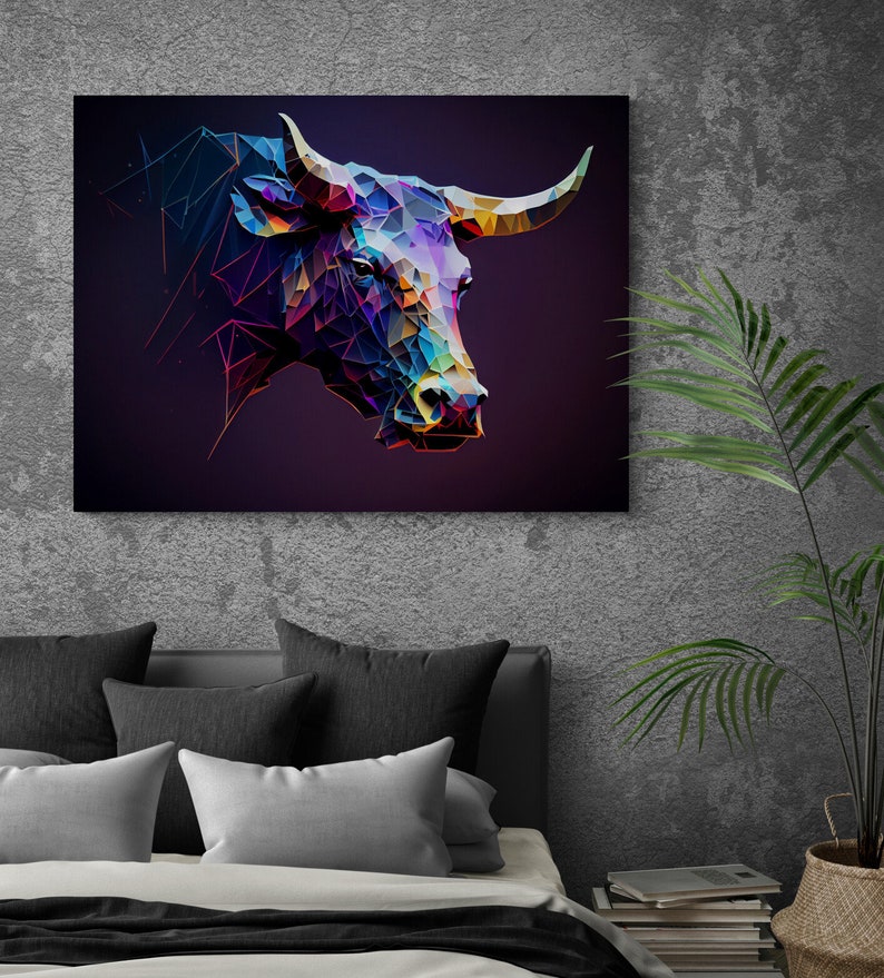 Canvas Art Bull Wall Art Bull Wall Print Gift for Animal Fan Etsy