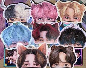Paquete de 8 pegatinas del equipo Ateez (1 unidad) / Pegatinas de vinilo impermeables, pegatinas de K-Pop Ateez, merchandising de Ateez, pegatinas hechas a mano
