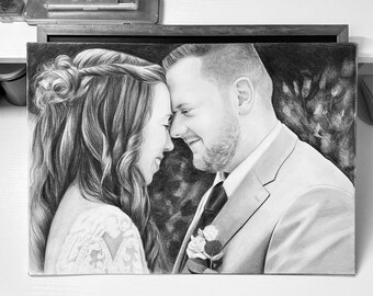 Hochzeitsportrait vom Foto, individuelles Paarportrait, personalisiertes Hochzeitsgeschenk, Handgezeichnetes Portrait, Brautpaar und Bräutigam