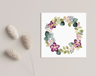 Flowers and berries wreath card