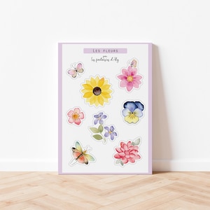 Planche de stickers Fleurs et papillons