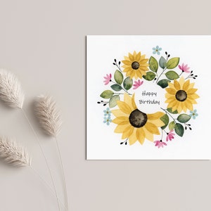 Carte Happy Birthday tournesols