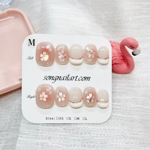 Short Oval Pink French  Press On Nails (10 pcs)