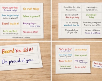 Encouraging Lunch Box Notes for Kids Printable | Positive Lunchbox Messages | Encouragement Notes for School | Instant Download