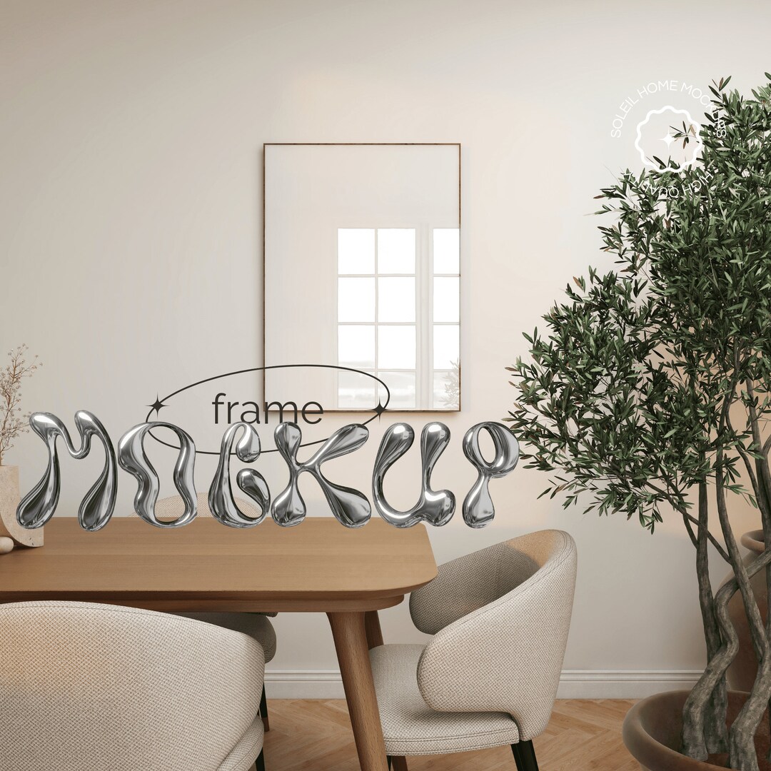 Mockup Dining Room Frame, Digital Mockup of Japandi and Wabi Sabi Frame ...