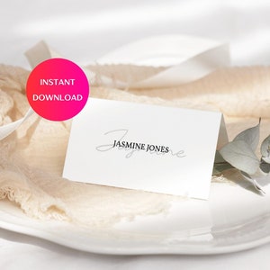 Tarjetas de lugar de boda modernas, tarjetas de nombre de boda mínimas, tarjetas de plan de asientos, nombres de lugares de boda, plantillas de tarjetas de lugar de tienda de campaña imprimibles