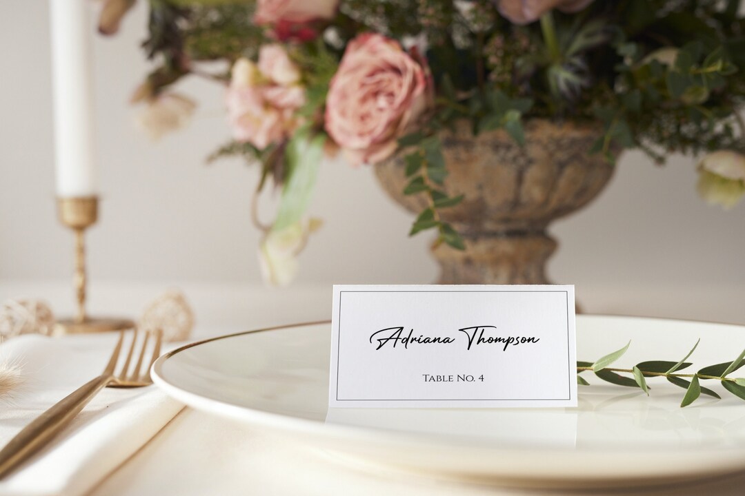 Modern Wedding Place Card, Printable Place Card Templates, Minimal