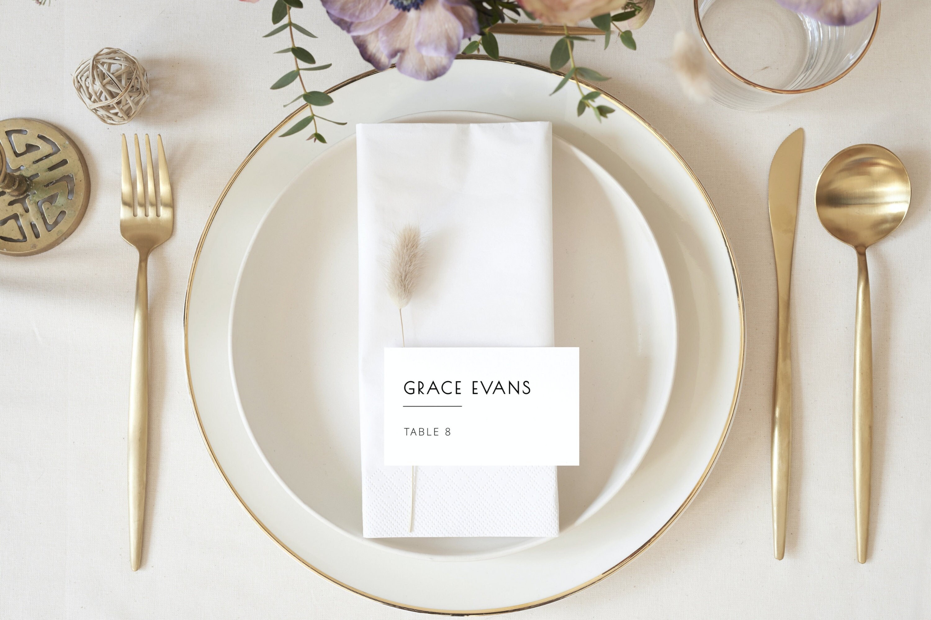 Modern Wedding Place Cards, Printable Place Card Templates, Minimal