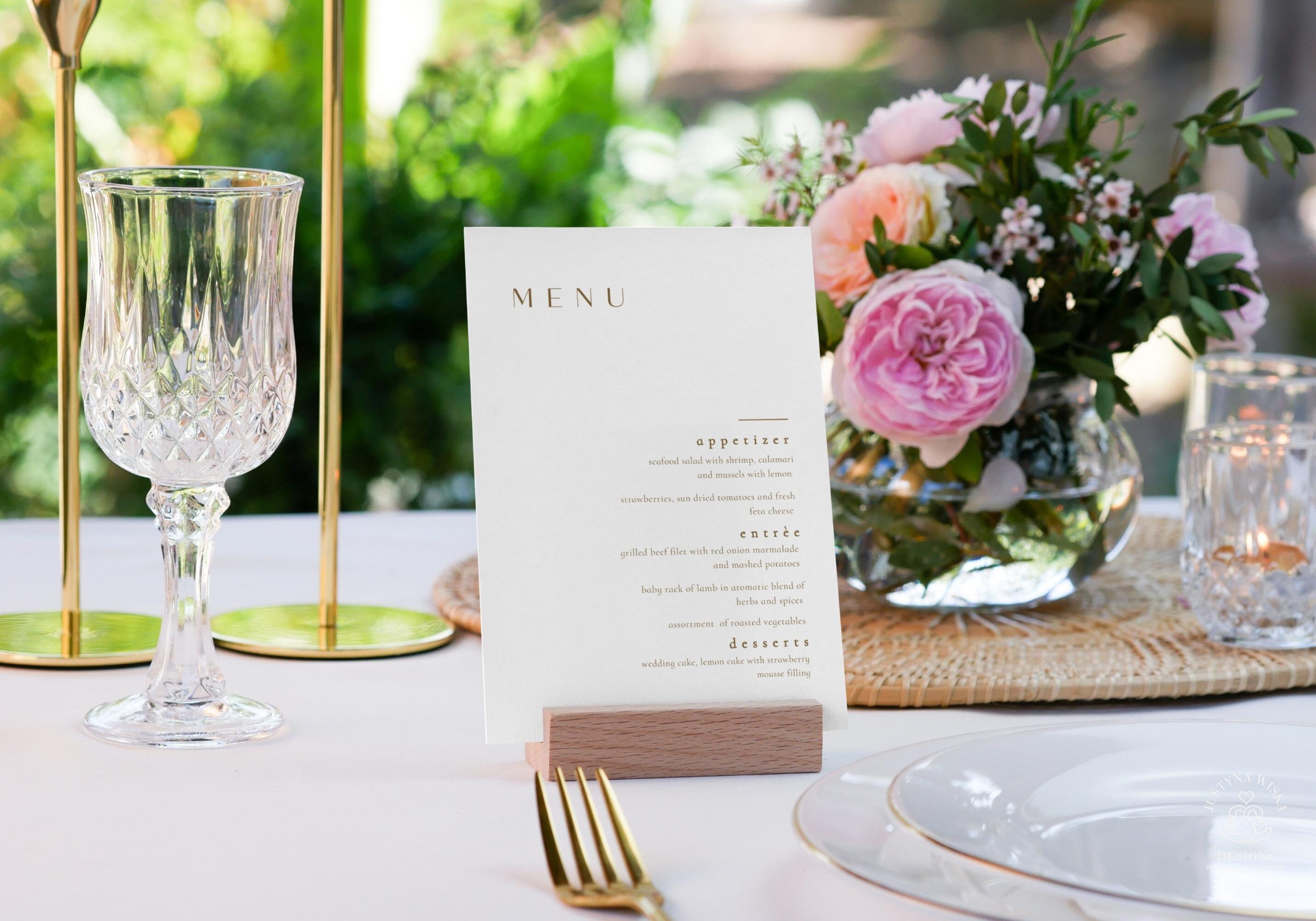 Elegant Wedding Menu Template, Modern Wedding Menu Napkin Note ...