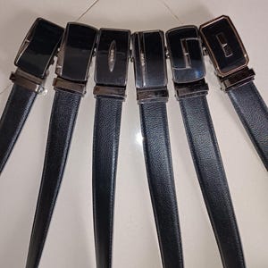 Men&#39;s Click Ratchet Small Belt Dress with Sliding Buckle Adjustable Trim to Exact Fit Black