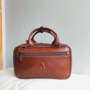 Cartera de piel auténtica para hombre y mujer: bolso de mano de piel de vaca de lujo, bolso vintage unisex, bolso de mensajero de piel pequeño, regalo de aniversario
