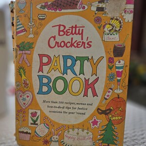 Livro de receitas vintage da festa da Betty Crocker
