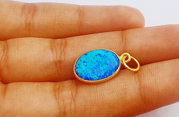 Charm (Breloque) Opale D'Australie Colorée - Or Jaune 18k Fait Main - Neuf Avec Étiquettes
