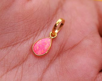 18k Gold Opal Charm Pendant: Handmade Australian Opal Necklace