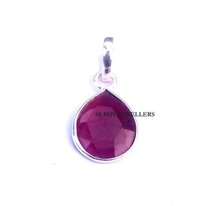 Garnet Silver Charm, Gemstone Pendant , Solid 925 Sterling Silver Charm Necklace, Natural Red Garnet Pendant ,Gift For Her