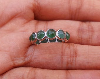 Emerald Eternity Band Ring: 925 Sterling Silver, Handmade