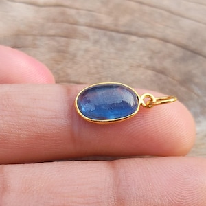 Kyanite 18K Gold Pendant: Handmade Blue Gemstone Charm