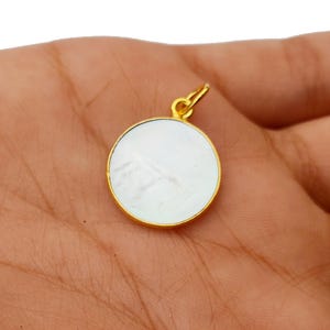 Mother of pearl Gold Charm, Gemstone Charm,18k Gold Solid Handmade Pendant, Natural mother of pearl Charm For Necklace or bracelet