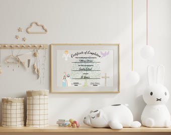 Religious Certificate of Completion Printable Template, Sunday School Certificate, VBS Certificate, Religious Printables, Bible Study Cert.