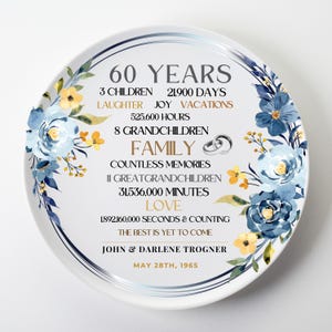 60th Anniversary Personalized Plate, 60th Anniversary Plate, 60th Anniversary Gifts, 60th Anniversary Party Gifts, Gifts for Parents, 60th