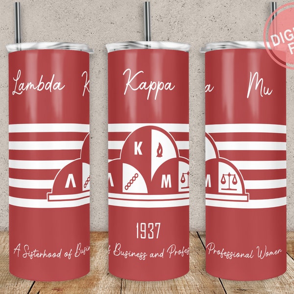 Lambda Kappa Mu Sorority Tumbler Wrap, 20oz 30oz Skinny Tumbler Wrap for Straight & Tapered Tumbler Designs Template PNG, Instant Download