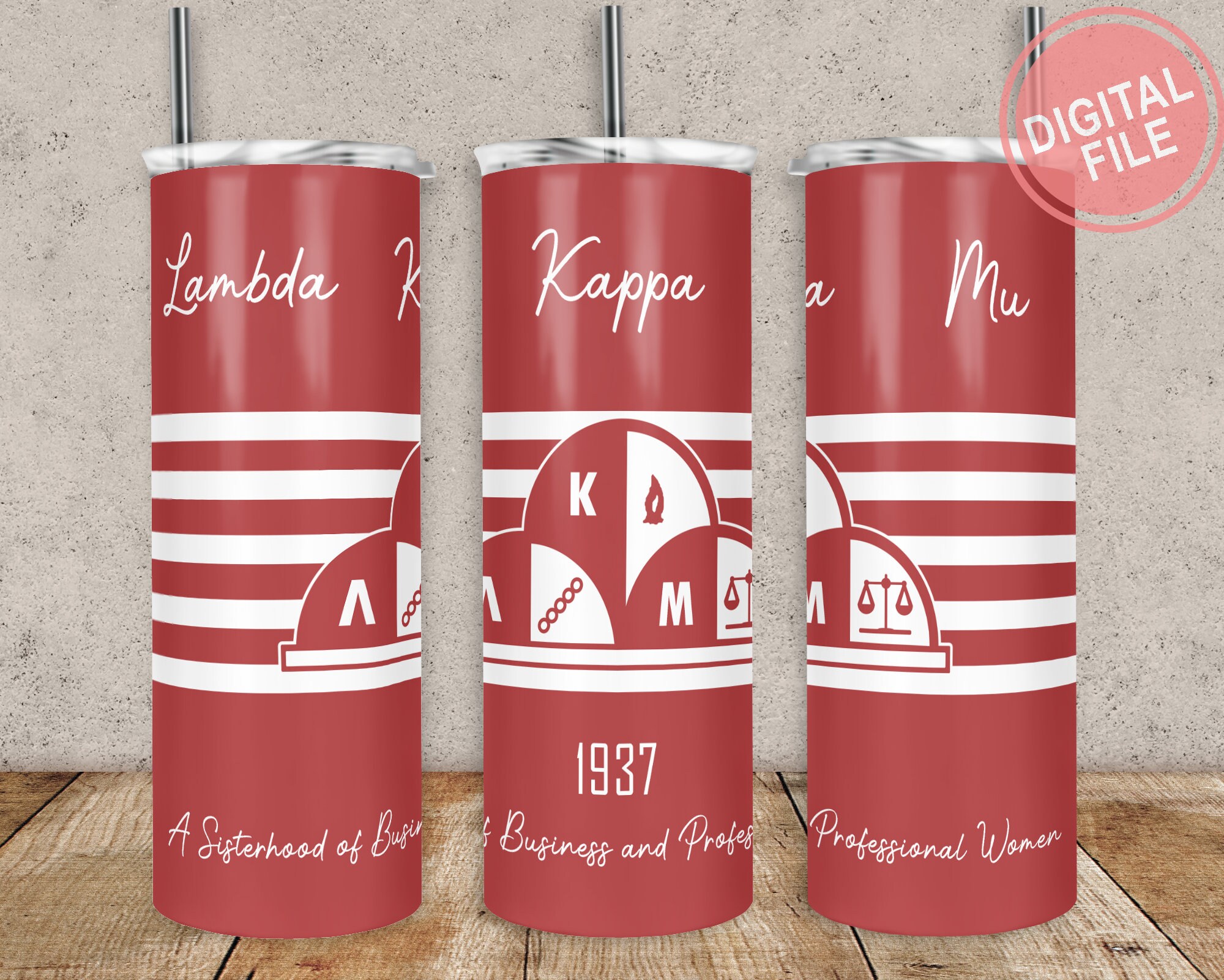 Lambda Kappa Mu Sorority Tumbler Wrap, 20oz 30oz Skinny Tumbler Wrap