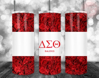 Envoltura de vaso de información nutricional de Delta Sigma Theta, envoltura de vaso delgada de 20 oz y 30 oz para diseños de vaso recto y cónico Plantilla PNG