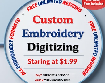 Custom Embroidery Digitizing, Logo Digitizing, Machine Embroidery Digitizing Service, Image Digitizing Embroidery, Custom Digitize Kid Gifts