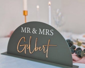 Luxury Laser Cut Mr & Mrs Wedding Dome Name Sign | Top Table Sign | Mr and Mr Acrylic Wedding Sign | Mrs and Mrs Bespoke Personalised Sign