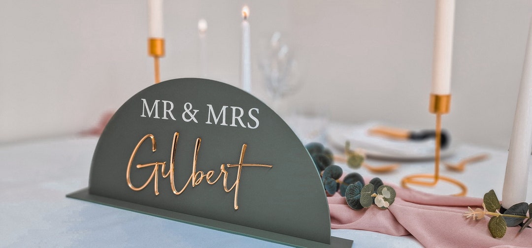 Luxury Laser Cut Mr & Mrs Wedding Dome Name Sign Top Table Sign Mr and Mr Acrylic Wedding Sign ...