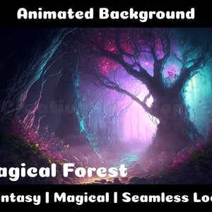 ANIMIERTER HINTERGRUND | Verwunschener Wald | Fantasie Magisch Fiktion Looped Vtuber Twitch Stream Overlay Background