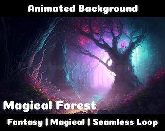 ANIMATED BACKGROUND | Enchanted Forest | Fantasy Magical Fiction Looped Vtuber Twitch Stream Overlay Background