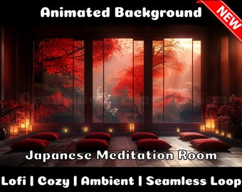 ANIMATED BACKGROUND | Japanese Meditation Room | Lofi Cozy Ambience Looped Vtuber Twitch Stream Overlay Background