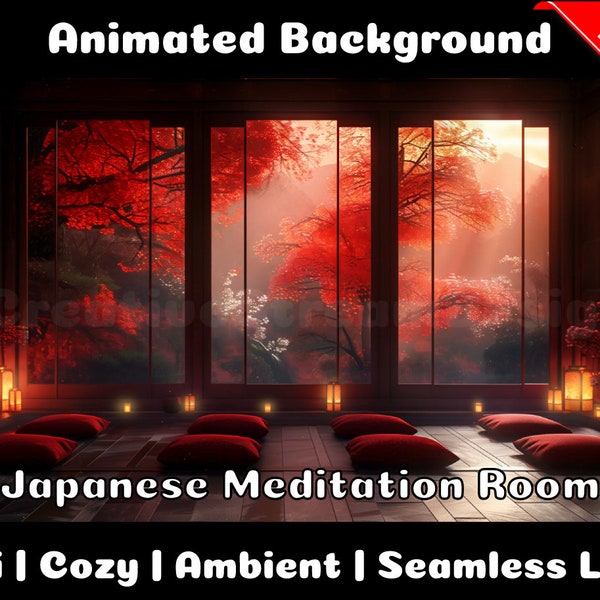 ANIMIERTER HINTERGRUND | Japanischer Meditationsraum | Lofi Gemütlich Ambiente Looped Vtuber Twitch Stream Overlay Background