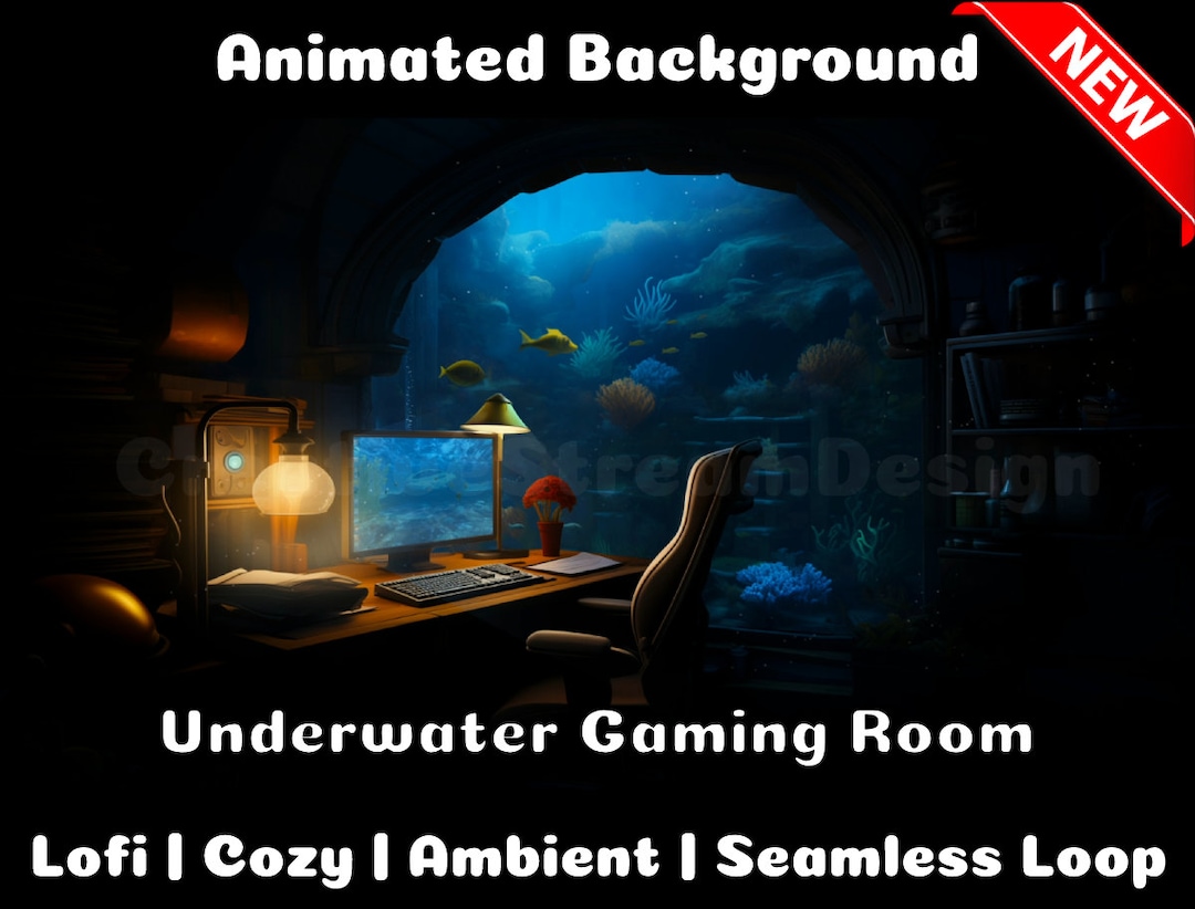 ANIMATED BACKGROUND Underwater Gaming Room Lofi Cozy Ambience Looped
