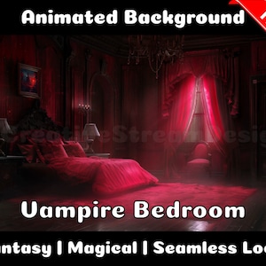 ANIMATED BACKGROUND | Vampire Bedroom | Fantasy Magical Fiction Looped Vtuber Twitch Stream Overlay Background