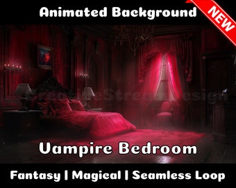 ANIMATED BACKGROUND | Vampire Bedroom | Fantasy Magical Fiction Looped Vtuber Twitch Stream Overlay Background