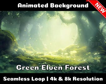 ANIMATED BACKGROUND | Green Elf Forest | Lofi Cozy Ambience Looped Vtuber Twitch Stream Overlay Background